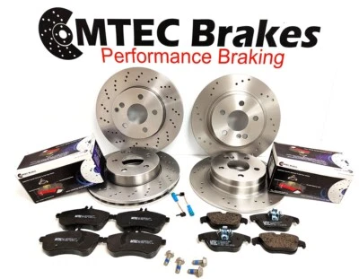 MERCEDES C CLASS C220 CDi SPORT W204 FRONT REAR DRILLED BRAKE DISCS PADS SENSORS - Image 1 of 4