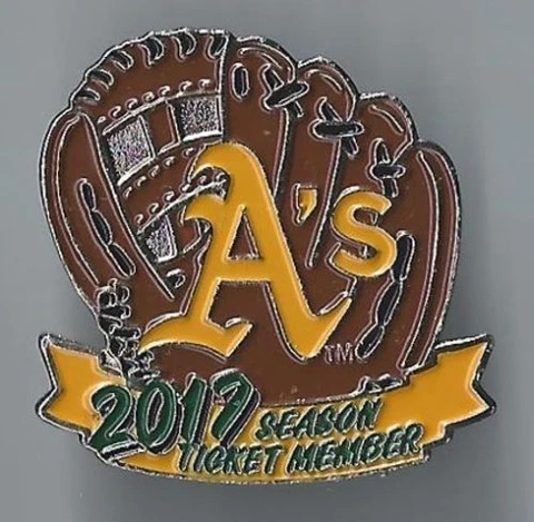 OAKLAND ATHLETICS A's 2017 Season Ticket Member Lapel Pin MLB Glove ** NEW ** Cover