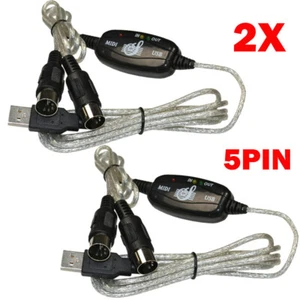 Cable adaptador de teclado de música de 5 pines a PC convertidor de cable MIDI 2 piezas - Imagen 1 de 10
