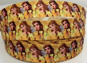 PRINCESS BELLE Grosgrain Ribbon 1" (25mm)width,for craft,hair,cake deco etc - Picture 1 of 2