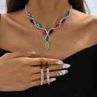 Silver plated on copper multicolor Crystal Necklace & Earrings 2 Pieces Set