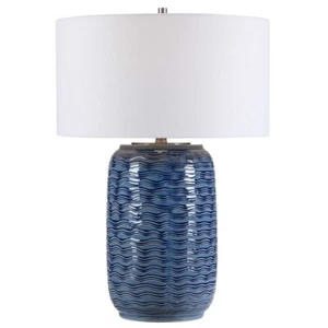 Coastal Modern Sedna Textured Blue Ceramic Table Lamp 27H ~ Uttermost 28274 - Picture 1 of 7