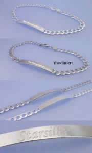 Echt 925 Silber ID Gravurarmband GRAVUR Armband 19 cm Panzerarmband rhodiniert - Bild 1 von 8