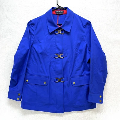 Jones New York February Jacket Women's Size 1X - Seaport Blue Gold Zip Latch - Image 1 of 4