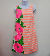 Lilly Pulitzer Sleeveless Delia Dress Sz 4 Sunrise Orange Wild Flowers Sweet Tea