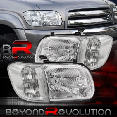 Conjunto de lámpara de cabeza transparente cromada Tundra Sequoia 2005-2007 parachoques luz de esquina Foto 1 de 3