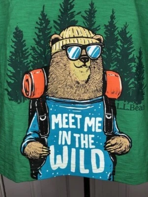Nueva camiseta L.L. BEAN Meet Me In The Wild que brilla en la oscuridad de $30 para niños M 10-12 Foto 1 de 4