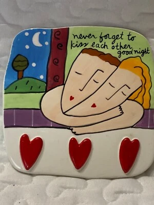 Sandra Magsamen Silvestri Tile Plaque "Never Forget To Kiss Each Other Goodnight - Image 1 of 2