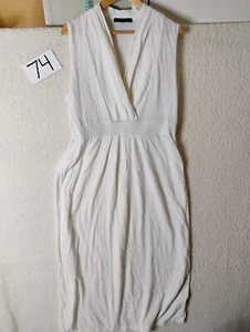 Peruvian Connection White Maxi Dress Large V Neck Sleeveless 100% Pima Cotton XL - Picture 1 of 10
