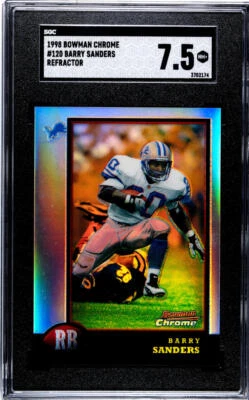 1998 Bowman Chrome Refractor #120 Barry Sanders HOF Lions (SGC 7.5 NM+) Near MT+ - Image 1 of 2