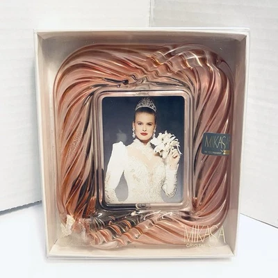 Vintage Mikasa Crystal 6” Swirl Rose Picture Frame - Never Used - Image 1 of 4