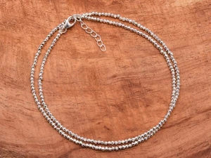 Top AA Quality Silver Pyrite Beaded Necklace, 2 MM Silver Faceted Rondell Beads - Picture 1 of 3