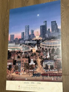 Michel Delacroix Atlanta 1896–1996 Olympic Games Art Board 33x22 Official Print - Picture 1 of 7