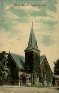 Frankfort,IN M.E. Church 1917 Clinton County Indiana Postcard - Picture 1 of 2
