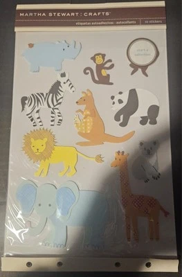 Martha Stewart Zoo Animals Scrapbook Stickers Lion Giraffe Monkeys Koala Zebra - Image 1 of 2