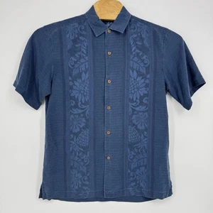 Tommy Bahama Herren Größe S Kurzarm Hawaiihemd 100% Seide Blau Original Fit - Bild 1 von 5