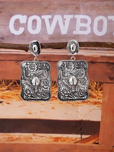 Vintage Retro Horseshoe Western Earring Jewelry for Women Cowgirl Hat Earrings - Picture 1 of 6