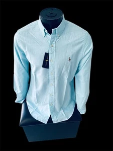 Ralph Lauren Shirt Men's Long Sleeve ARCTIC BLUE Slim Fit - 100% Cotton NWT - Picture 1 of 6