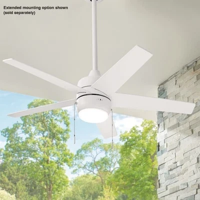 Hampton Bay Mena 44 in. LED Indoor/Outdoor Matte White Ceiling Fan w/ Light Kit