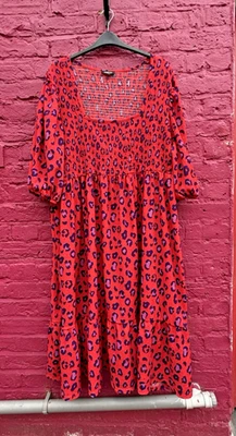 Emma Mattinson for Simply Be Red Leopard Midi Midaxi Party Dress Size 28 - Image 1 of 4