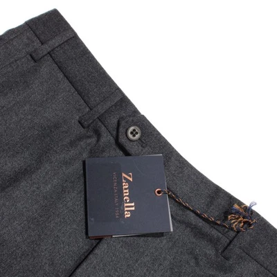 Zanella NWT Flat Front Dress Pants Size 32 US Devon In Gray 100% Wool - Image 1 of 4