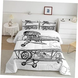 Airplane Comforter Set Full Size Kids Aircraft Comforter for Boys Teens Flight - Picture 1 of 7