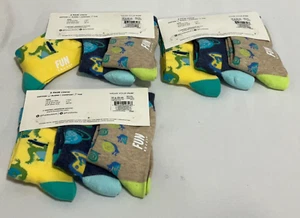 Fun Socks Crew Boys Size M Multicolor 3 Packs Of 3 Cotton Blend Comfort Toe - Picture 1 of 8