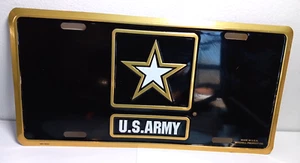 U.S. Army Nummernschild Aluminium Metall 12”x 6” schwarz & gold & weiß - Bild 1 von 3