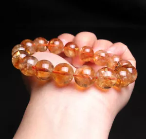 Bracciale Perline Cristallo Quarzo Fantasma Piramide Gialla Naturale 12,5 mm C0211 - Foto 1 di 6