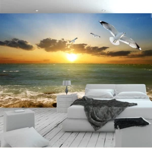 3D Sunset Birds Sea 95 Wall Paper Murals Wall Print Wall Wallpaper Mural AU Kyra - Picture 1 of 5