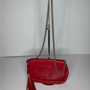 Gucci Soho Red Tassel Chain Crossbody Bag - Picture 1 of 14