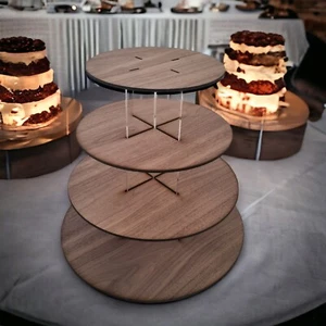Redondo O Cuadrado Madera Boda Y Fiesta Pastel Soportes - a Medida Tallas Hecho - Picture 1 of 4