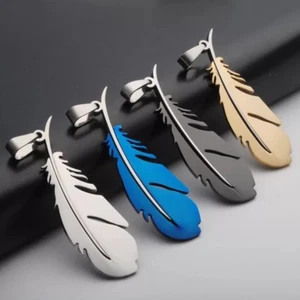 USA NEW Fashion Feather Silver Stainless Steel Titanium Pendant Necklace Gift - Picture 1 of 5