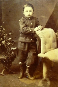FOTO DE ESTUDIO DE 1880 NIÑO DE 5 AÑOS + NOMBRE CHICAGO FAMILIA GEORGE MILLER 6x8 - Imagen 1 de 4