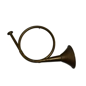 Vintage Solid Brass Horn Christmas Bugle Ornament 12” X 7”Christmas India Patina - Picture 1 of 7