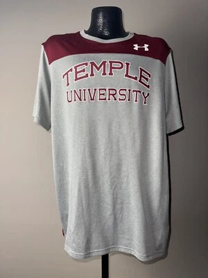 Men’s Under Armour Loose Heat Gear Temple University Owls Gray Polyester Tee XL - Image 1 of 4
