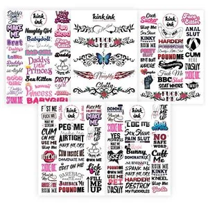 117 Kinky Temporary Tattoo 5 A4 Sheet for Sexy Naughty Adult BDSM Sticker - Picture 1 of 6