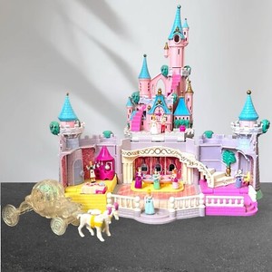 Vintage Polly Pocket Bluebird Cinderella Enchanted Castle 8 Figs & Horses