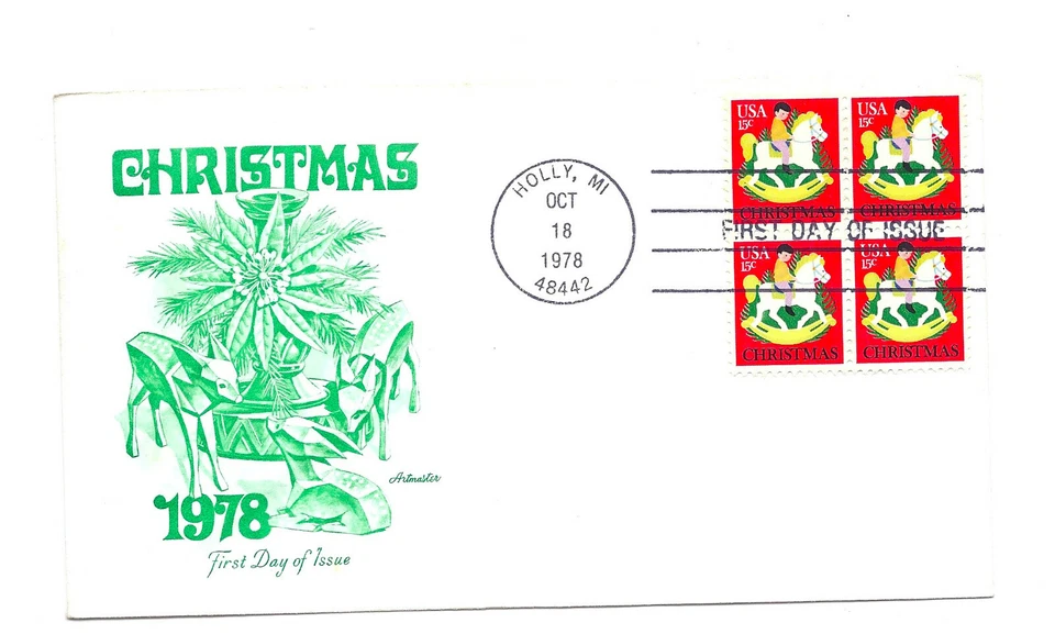 1769 Christmas 1978, Hobby Horse Artmaster, block of 4, FDC - Image 1 of 1