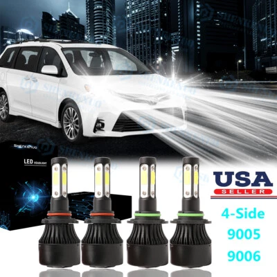 4Side LED For Toyota Sienna 2004-2010 6000K Headlight Hi-Lo Bulbs Combo Pkg - Image 1 of 4