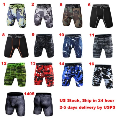 Male Sports Apparel Skin Tights Compression Base Mens Gym Shorts Pants Underwear - Image 1 of 4