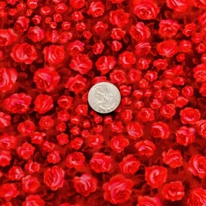 Red All-Over Rose Print on Plain Weave Quilting Cotton Fabric | 0.56 yds. x 45" - Picture 1 of 5