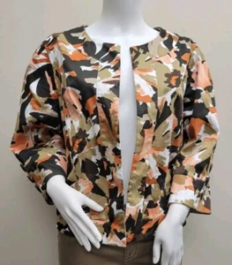 Dress Barn Womens Size 14/16 No Button 3 Quarter Sl Tan Brown Orange Jacket - Picture 1 of 3