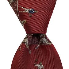 ROBERT TALBOTT Mens 100% Silk Necktie USA Designer LACROSSE STRIPED Burgundy NWD