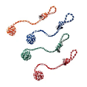 4 X Pet Dog (LARGE) Rope Braided Knot Ball Chew Puppy Tough Strong Tug Play Toy - Picture 1 of 6