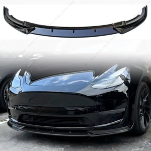Kit de alerón de cuerpo de parachoques delantero negro brillante de 3 piezas para Tesla modelo Y 2020-2025 - Imagen 1 de 12
