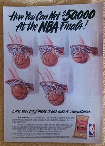 FRITOS 1988 Corn Chips Finales NBA De colección 8x11" Anuncio impreso Baloncesto Tiros libres - Imagen 1 de 3