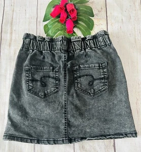 Justice Girls Charcoal Black Elastic Waist Denim Mini Skort Size 12 - Picture 1 of 6