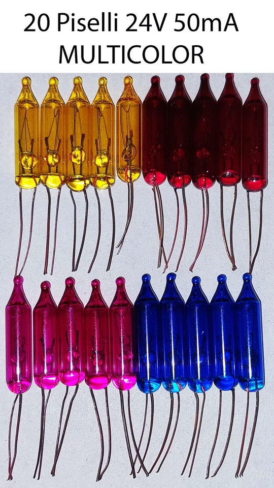 Ricambi Piselli Pisellini 24V 20 pezzi MULTICOLOR lampade sostitutive Natale - Immagine 1 di 1