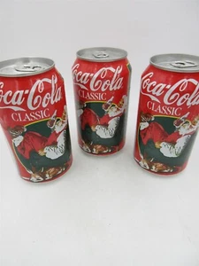 Coca Cola Christmas Santa 1996 lot of 3 open from bottom Cans - Picture 1 of 4